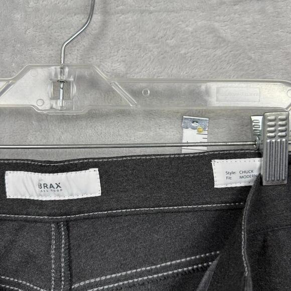 BRAX Hi-Flex Chuck Pants Stretch Men Sz 33x25 Dark Gray Casual Straight Leg Slim - Picture 4 of 10